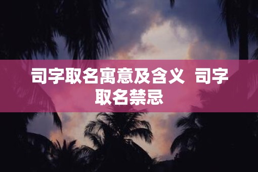 司字取名寓意及含义 司字取名禁忌 司字取名寓意及含义 司字取名禁忌