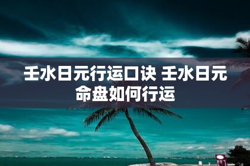 壬水日元行运口诀 壬水日元命盘如何行运