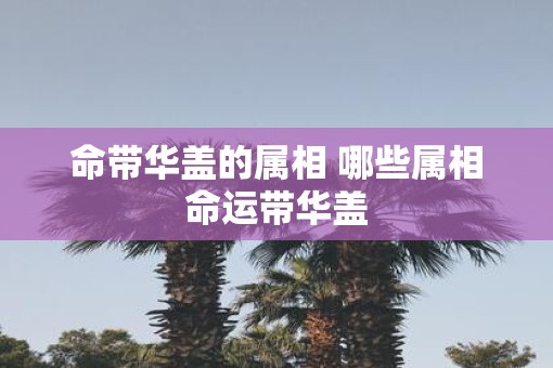 命带华盖的属相 哪些属相命运带华盖