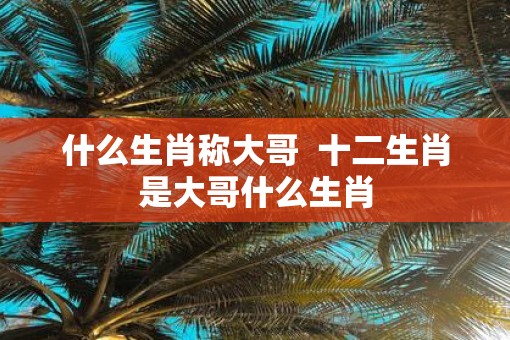 什么生肖称大哥  十二生肖是大哥什么生肖