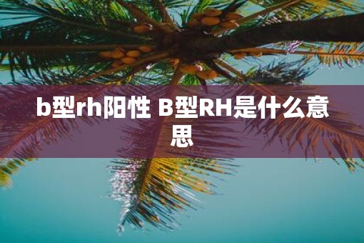 b型rh阳性 B型RH是什么意思