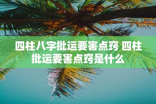 四柱八字批运要害点窍 四柱批运要害点窍是什么