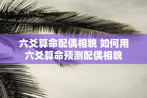 六爻算命配偶相貌 如何用六爻算命预测配偶相貌