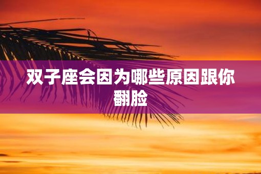 双子座会因为哪些原因跟你翻脸