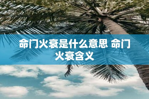 命门火衰是什么意思 命门火衰含义