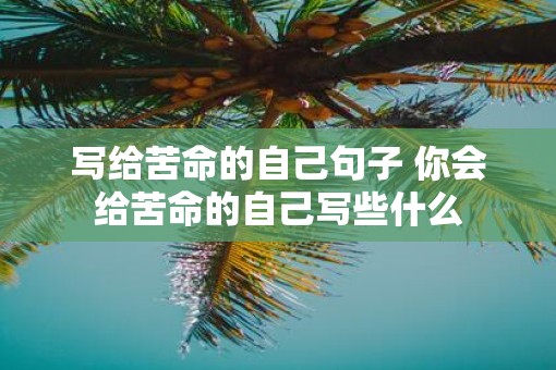 写给苦命的自己句子 你会给苦命的自己写些什么