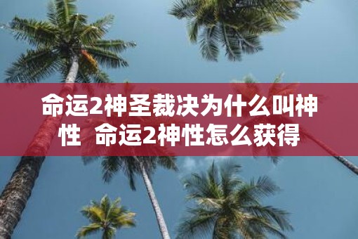命运2神圣裁决为什么叫神性 命运2神性怎么获得 命运2神圣裁决为什么叫神性 命运2神性怎么获得