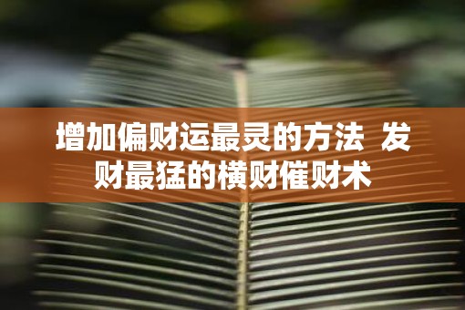 增加偏财运最灵的方法  发财最猛的横财催财术