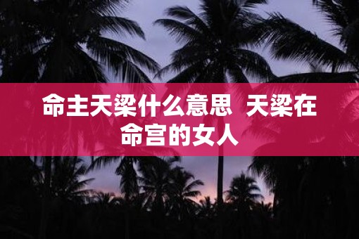 命主天梁什么意思  天梁在命宫的女人