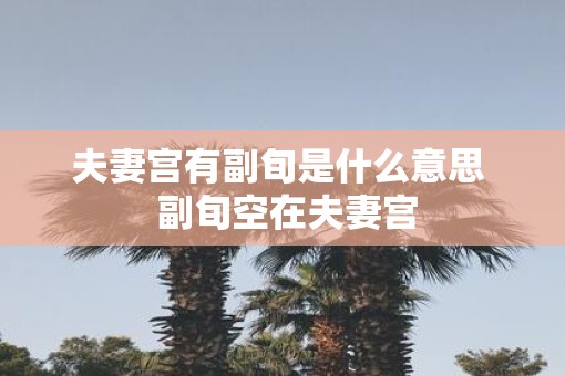 夫妻宫有副旬是什么意思  副旬空在夫妻宫