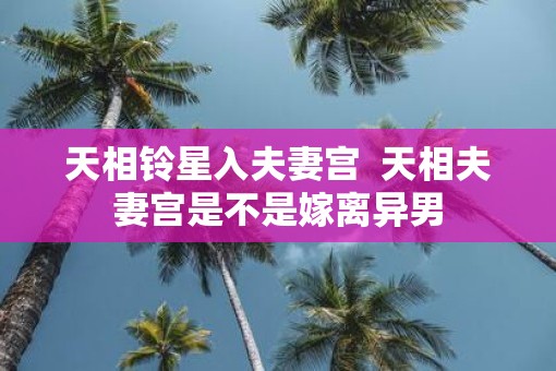 天相铃星入夫妻宫  天相夫妻宫是不是嫁离异男