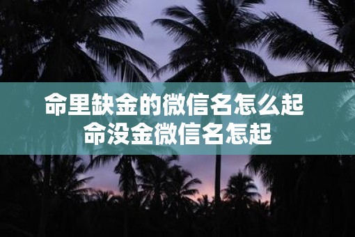 命里缺金的微信名怎么起 命没金微信名怎起
