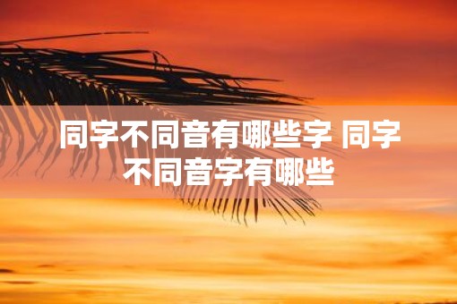 同字不同音有哪些字 同字不同音字有哪些