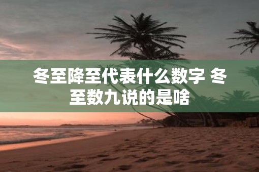 冬至降至代表什么数字 冬至数九说的是啥