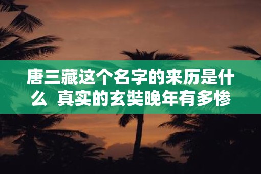 唐三藏这个名字的来历是什么  真实的玄奘晚年有多惨