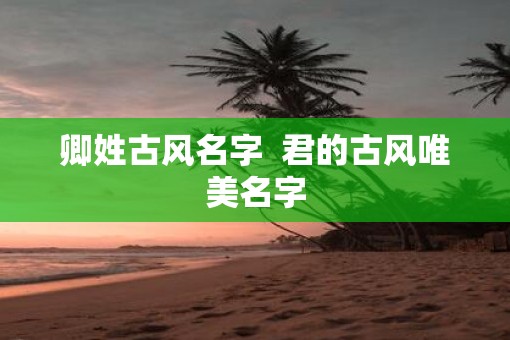 卿姓古风名字  君的古风唯美名字