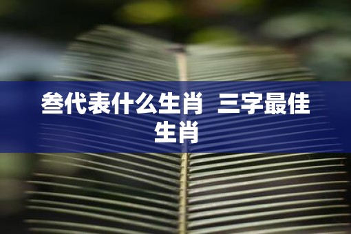 叁代表什么生肖  三字最佳生肖