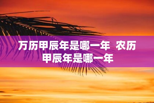 万历甲辰年是哪一年  农历甲辰年是哪一年