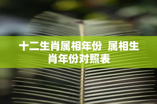十二生肖属相年份  属相生肖年份对照表