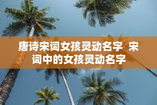 唐诗宋词女孩灵动名字  宋词中的女孩灵动名字