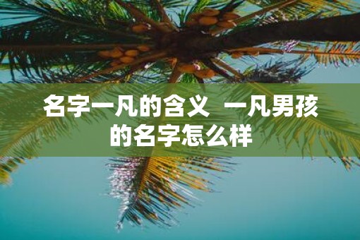 名字一凡的含义  一凡男孩的名字怎么样