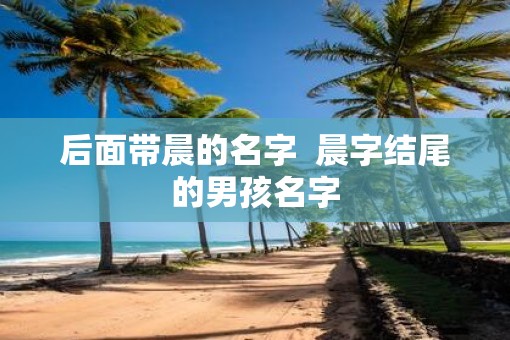 后面带晨的名字  晨字结尾的男孩名字
