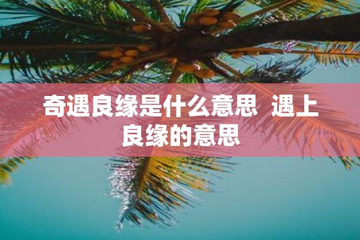 奇遇良缘是什么意思  遇上良缘的意思