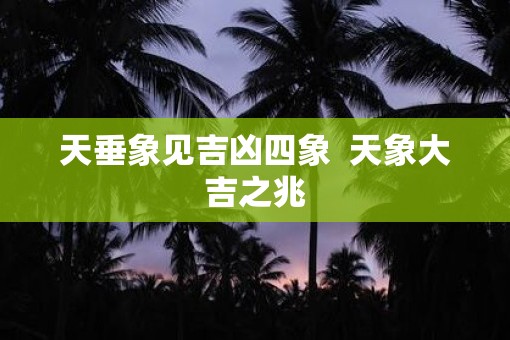 天垂象见吉凶四象  天象大吉之兆