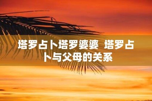 塔罗占卜塔罗婆婆  塔罗占卜与父母的关系