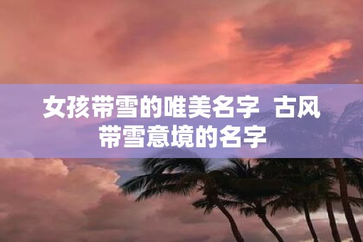 女孩带雪的唯美名字  古风带雪意境的名字