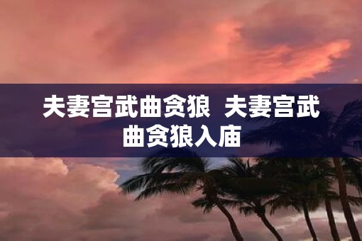 夫妻宫武曲贪狼 夫妻宫武曲贪狼入庙 夫妻宫武曲贪狼 夫妻宫武曲贪狼入庙