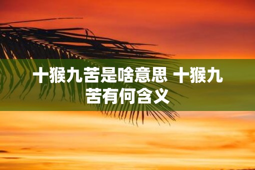 十猴九苦是啥意思 十猴九苦有何含义