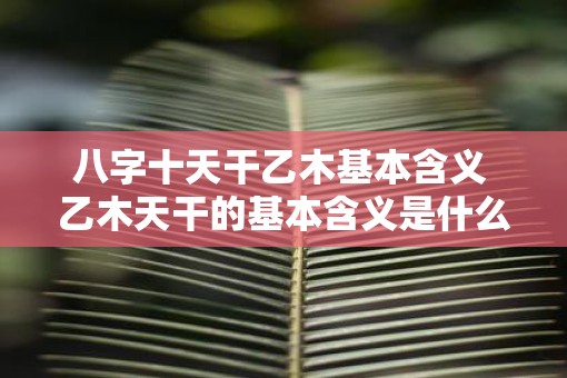 八字十天干乙木基本含义 乙木天干的基本含义是什么 八字十天干乙木基本含义 乙木天干的基本含义是什么