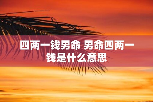 四两一钱男命 男命四两一钱是什么意思