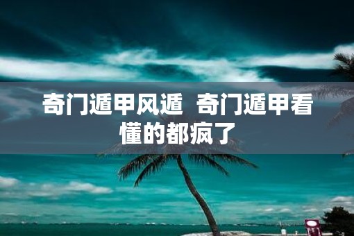 奇门遁甲风遁  奇门遁甲看懂的都疯了