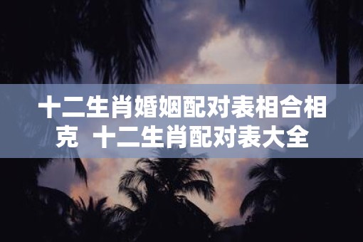 十二生肖婚姻配对表相合相克  十二生肖配对表大全