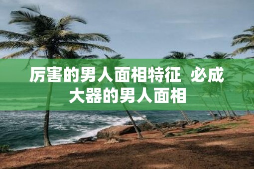 厉害的男人面相特征  必成大器的男人面相