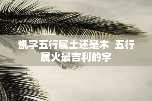 凯字五行属土还是木  五行属火最吉利的字