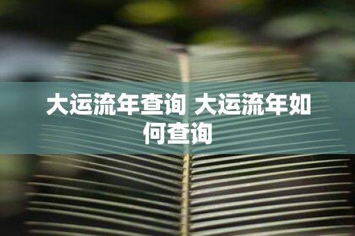 大运流年查询 大运流年如何查询