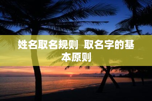 姓名取名规则  取名字的基本原则