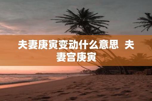夫妻庚寅变动什么意思  夫妻宫庚寅