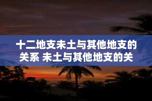 十二地支未土与其他地支的关系 未土与其他地支的关系如何