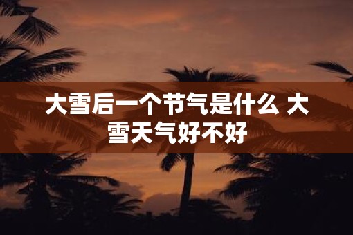 大雪后一个节气是什么 大雪天气好不好