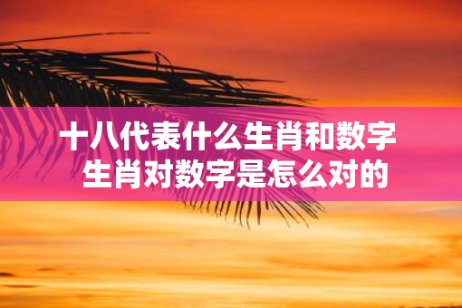 十八代表什么生肖和数字  生肖对数字是怎么对的