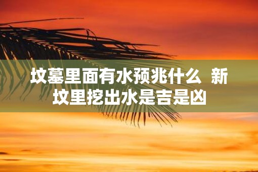 坟墓里面有水预兆什么  新坟里挖出水是吉是凶