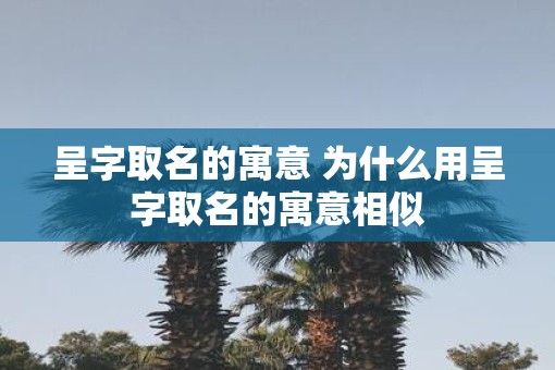 呈字取名的寓意 为什么用呈字取名的寓意相似