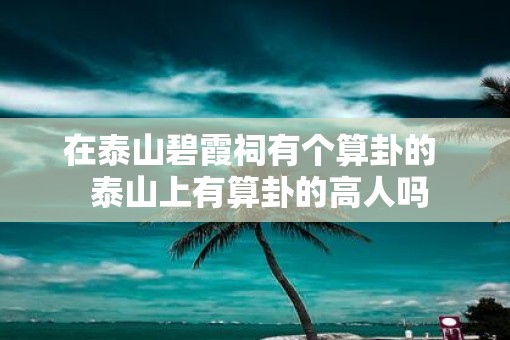 在泰山碧霞祠有个算卦的  泰山上有算卦的高人吗