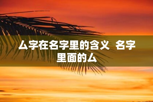 厶字在名字里的含义  名字里面的厶