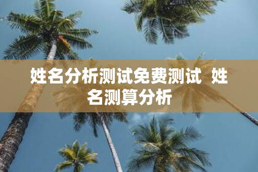 姓名分析测试免费测试  姓名测算分析