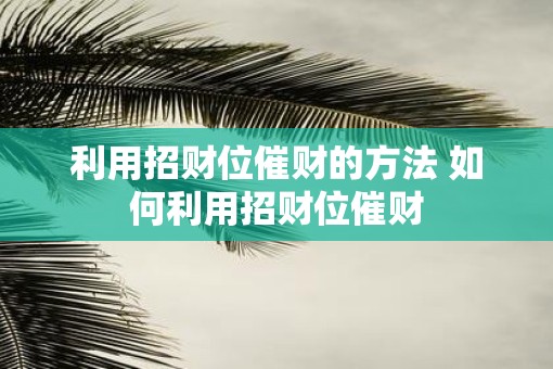 利用招财位催财的方法 如何利用招财位催财